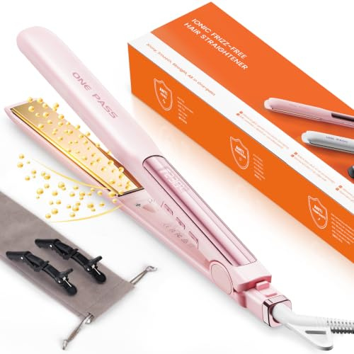Faszin Planchas del Pelo 2 en 1, Calienta en 20s Plancha Pelo | de Titanio con Iones Plancha de Pelo, Pantalla LCD Clara, Ideal para Alisar, Rizar y crear Ondas
