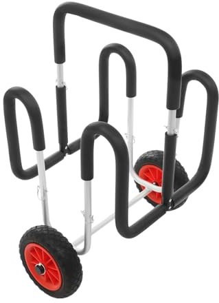 Klappbar Kajak Transportwagen für 2 Kajak, Alu Kanuwagen 10 Zoll PU-Reifen, Surfboardwagen mit Doppel Stand Up Paddle Board, Surfwagen Transport Kajakwagen für SUP-Board Kajak Trolley SUP wagen