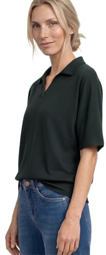 Street One Damen Dropped Shoulder Poloshirt mit Elastikbund