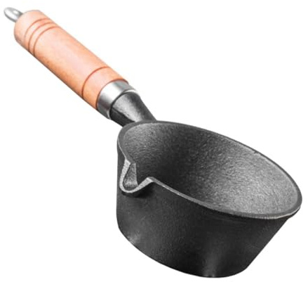 Healeved Portable Cooking Pan Iron Mini Milk Pot Easy to Carry Ergonomic Design for Camping and Picnic