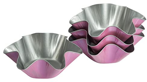 Zenker creative studio Backförmchen gewellt, ausgefallene Backformen, Kuchenform mit Antihaftbeschichtung, kreatives Backen (Farbe: rosa, silber), Menge: 4 Stück