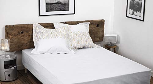Home Linge Passion – Drap Housse 100% Coton – 57 Fils/cm² – Taille 160x200 cm – Blanc – Bonnet 25 cm – Tissage serré – Doux, Respirant, Lavable – Home linge passion