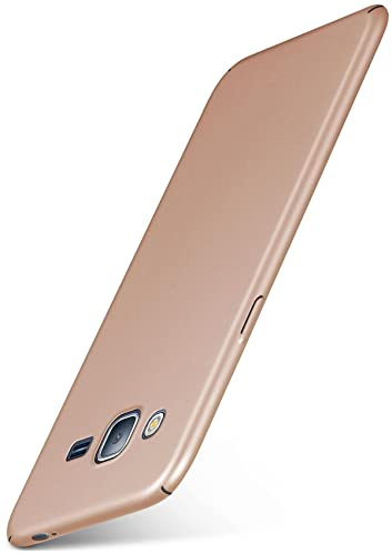 moex für Samsung Galaxy J3 (2016) Hülle Ultra Dünn, Schutzhülle mit erhöhtem Kameraschutz, Slim Cover Hardcase Backcover, Dünnste Handyhülle Minimalistisch Alpha Case, Matt Gold