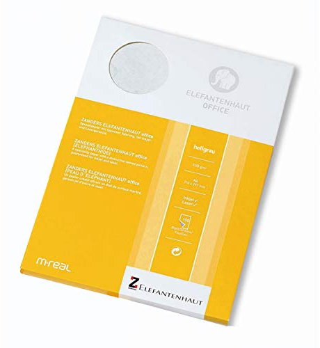 Zanders Elefantenhaut - Marmoriertes Papier, Naturpapier: 110 g/m², A4, 100 Blatt, FSC, abwischbar, hellgrau