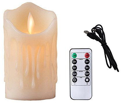 Bello Luna 4.9in LED Flammenlose Kerze Tear Wave Geformte Wiederaufladbare und Umwelt Flackernde Kerze mit Fernbedienung