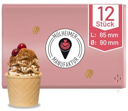 Cornet de crème glacée | 250ml | 65xØ90mm | 12 pièces | Moule à Muffin & Cupcake | Sauces et trempettes