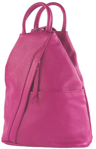 modamoda de - T180 - Damen Rucksack Tasche aus ital. Leder, Farbe:Pink