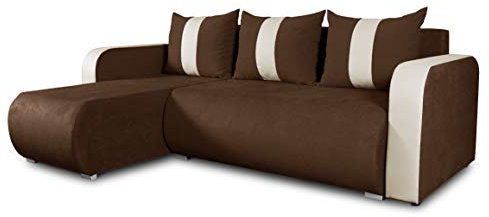 Ecksofa Rino mit Schlaffunktion und Bettkasten - L-Form Couch, Polsterecke, Couchgarnitur, Eckcouch, Ecke, Sofa, Sofagarnitur - Ottomane Universal (Enjoy 04 + Cayenne 1112)