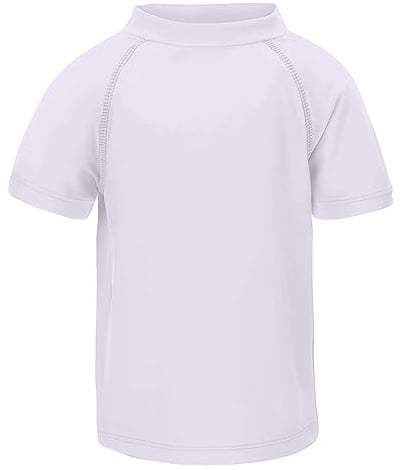 LACOFIA Rashguard Manica Corta per Bambini Costumi da Bagno per Ragazzi Protezione Solare Asciugatura Rapida Bianco 152