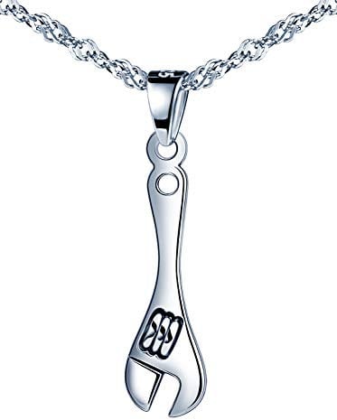Infinite U Women Girl's 925 sterling silver Necklace, Wrench Pendant, unique and retro, Christmas Birthday gift