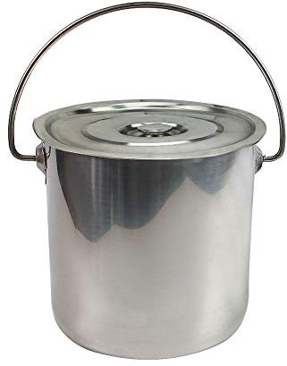 SHIOUCY Seau de 12 Litres en Acier Inoxydable pour Cuisine - Alimentaire, à Lait, Glace, Eau, Champagne - Avec Couvercle