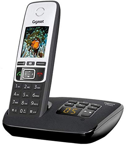 Gigaset C190A SINGLE - Premium Cordless Home Phone with Answer Machine and Nuisance Call Block - Black/Silver