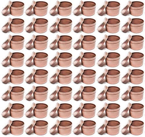 Candle Jars with Lids for Candles Making, 48 Pack Empty Metal Candle Tins, DIY Candle Containers for Candle Making, Arts & Crafts, Storage & More (8OZ, Rose Gold)
