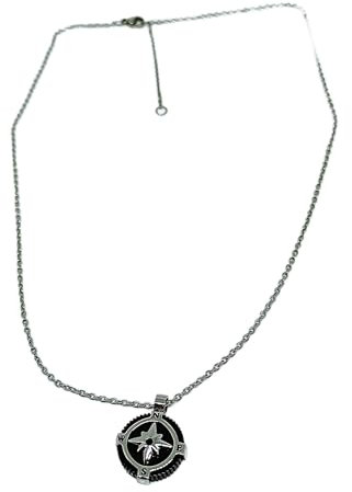OTTAGONO COLLANA IN ACCIAIO INOSSIDABILE CON ROSA DEI VENTI (OOC0035)