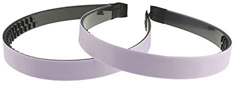 Ladies Girls Set of 2 Ribbed Satin Ribbon 15mm Black Toothed Covered Headband Alice Band (Lilac)