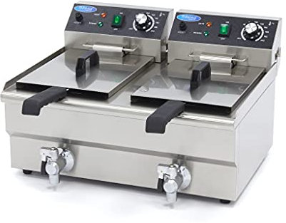 Maxima Friteuse - 2 x 10 L - 2 paniers - avec robinet de vidange