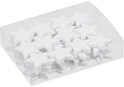 MIJOMA Streudeko 3D-Glitzersterne Glitzer-Sterne Streusterne Tischdekoration, Elegante und Moderne Dekoration für Weihnachten, Geburtstag, Hochzeit, Silvester (Größe: 2.5 cm - 48 Stück, Weiß)