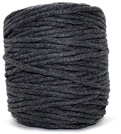 Premium Anthracite Grey Macrame Cord, 200 m / 656 ft of 3 mm Thick Natural Cotton Thread Yarn Macrame Rope for Wall Hangings, Plant Hangers, DIY Crafts, Home Decorations, Gift Wrapping (Reel)