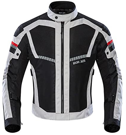 BORLENI Chaqueta de Motocicleta de Moto para Verano para Hombre, Respirable Armadura Protección reflexión de Alto Brillo L