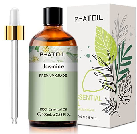 PHATOIL Huile Essentielle Jasmin 100 ml, Huile Essentielle pour Diffuseur, Huiles de Jasmin Pures Naturelles pour Aromathérapie Humidificateur