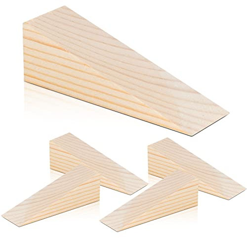 Elesunory Lot de 20 cales en bois pour cannage de chaise, butée de porte en bois antidérapante, bloc de bois triangulaire pour cannage de chaise