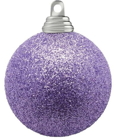 Deco Woerner Glitzer-Weihnachtskugeln in Lavendel aus Kunststoff, 10 cm Ø - 6 Stück