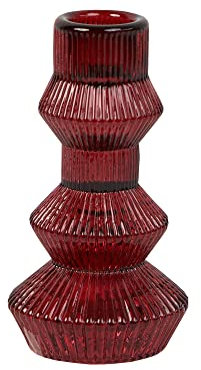Talking Tables Bougeoir en Verre Rouge Bordeaux | Bougeoir Conique côtelé à 3 Niveaux pour décorations de Table de Noël, décoration de la Maison, Accessoires, dîner intérieur ou extérieur