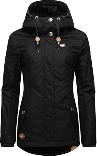 Ragwear Damen warme kurze Winterjacke mit Kapuze Monade Intl | Länge: po-bedeckend | Wärmegrad 3 von 3 – warm gefüttert | wasserabweisend | große Kapuze | für den Winter