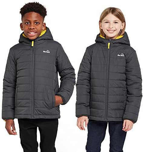 Peter Storm Kids' Blisco II Jacket with Hood & 2 Pockets for Boys & Girls, Insulated & Water-resistant Puffer Coat (UK, Age, 3 Years, 4 Years, Regular, Grey)