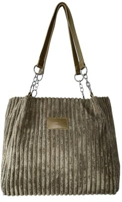 Ulisty Women Corduroy Tote Bag Casual Shoulder Bag Daily Shopping Bag Fashion Handbag green