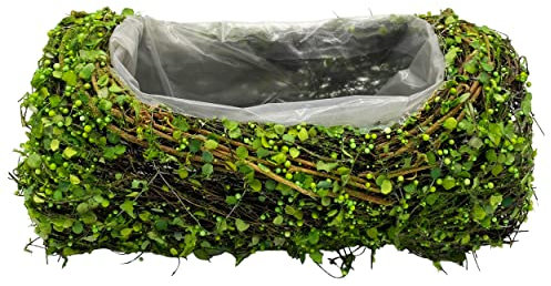 Knüllermarkt Pflanzkasten Pflanzkorb grün 30cm Kunstblumen Tischdeko Ostern Gestecke Blumen