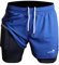Herren Laufshorts 2 in 1 Shorts Gym Athletic Shorts Outdoor Marathon Workout Trainingsshorts Blau XL