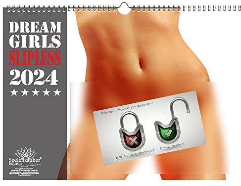 Sexy Slipless ohne Höschen Girls DIN A3 Kalender für 2024 Erotik - Geschenkset Inhalt: 1x Kalender, 1x Weihnachts- und 1x Grußkarte (insgesamt 3 Teile)
