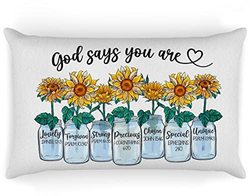 OFlich Kissenbezug mit christlichem Bibelvers God Says You are Affirmations, 50,8 x 30,5 cm, mehrfarbig, Blumenmuster, Zuhause, draußen