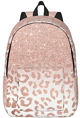 ZISHAK Basketball Orange Große Kapazität Leinwand Casual Leichte Rucksack, Stilvolle Verstellbare Schultergurt Taschen, Roségold Glitzer, M