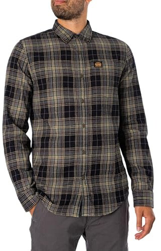 Superdry Men's L/S Cotton Lumberjack Shirt T, Drayton Check Black, XL