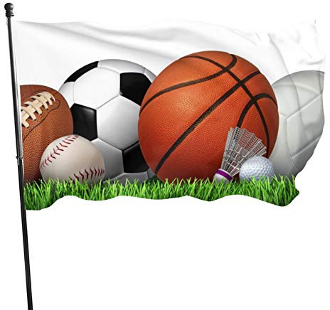 Flagge, 90 x 150 cm, dekoratives Banner, große Gartenflagge, Sportausrüstung auf dem Gras, lustige Flagge, lebendige Farben, windwärts Flagge, Polyester, Hofflagge, saisonale Flagge für drinnen und