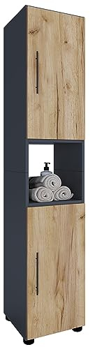 VCM Holz Badezimmerschrank | Badmöbel | Stand Badregal | Hochschrank | Maße ca. H. 153 x B. 31 x T. 30 cm - Flandu