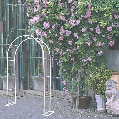 Arco Da Giardino Telaio in Metallo 120CM 140CM 180CM 240CM 350CM Largo Arco Per Rose Rampicanti Con Basi, Facile Montaggio, Piante Rampicanti Supporto Traliccio Pergolato,Bianca,W1.2M*H2.2M