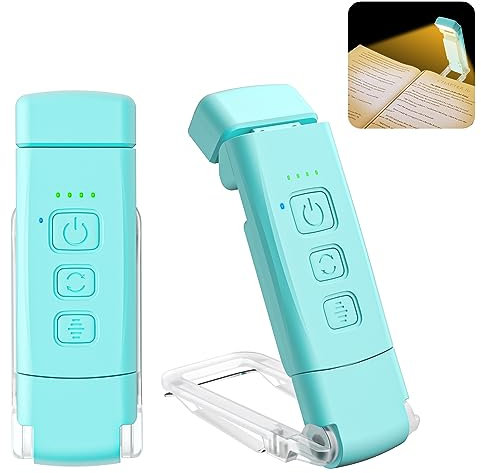 Alyvisun Lampe de Lecture Rechargeable - 3 Modes de Couleur & 5 Niveaux de Luminosité Réglables, Fonction Minuterie, Autonomie de 80 Heures, Bleu