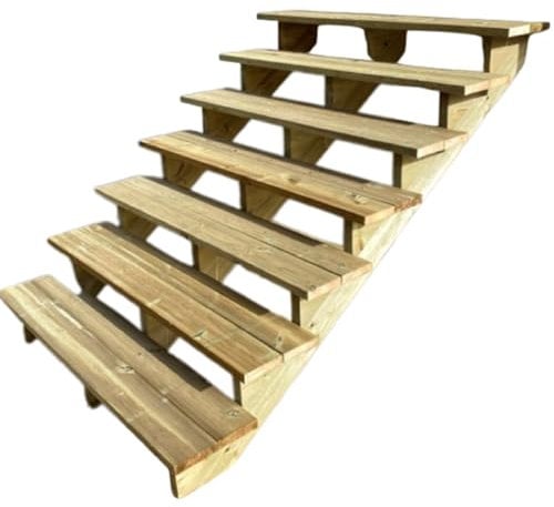 Berlin - Terrassentreppe Holz - H122cm 7 Stufen, Breite 140cm, OHNE Setzstufen- Vinuovo - Set für Ihre Außentreppe aus Holz