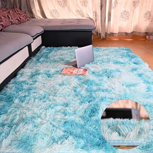 Beyeutao Wohnzimmer Teppich 180 x 200cm Teppiche Living Room Rug Hellblau Teppich Shaggy Teppich für Wohnzimmer Schlafzimmer Teppiche Play Rug Outdoor Carpet.