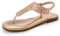 PIZZ ANNU Sandali Piatti da Donna da Estate Infradito Glitter Comodi Eleganti Toe-Post Ciabatte Scarpe per Spiaggia Casual Tacco Bassi Oro Rosa EU 36