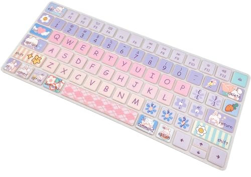 Cute Keyboard Cover Skin for Apple iMac Magic Keyboard 2nd Gen (Model: A1644) Without Numeric Keypad, Silicone Protective Skin, Cute Bunny