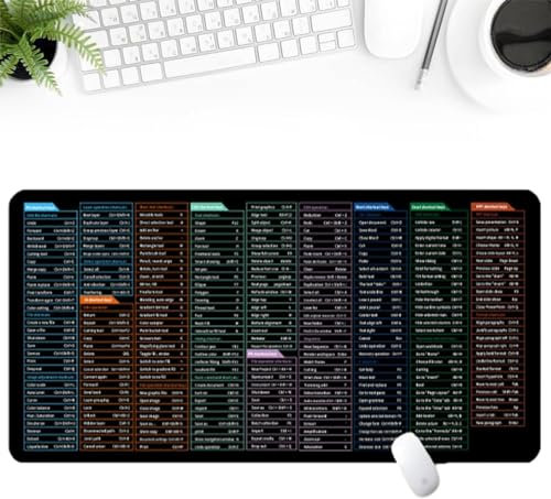 YODAOLI Excel Mouse Pad Shortcuts, Excelpad Shortcut Mousepad, Excel Short Cut Desk Mat, Excel Tips Desk Pad, Anti-Slip Short Cut Keyboard Pad (300 * 800 * 3mm,#A)