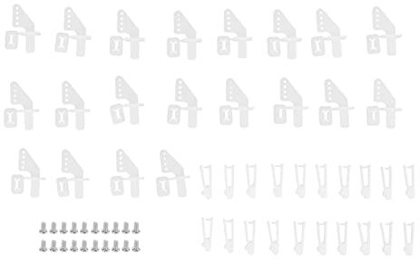 plplaaoo 20 Sets 4 Hole Control Horns Clevis Kit,White Plastic Control Horns and Clevis Kit,Pluggable Adjustable Rudder Angle 4 Hole Control Horns for RC Airplane Foam Fixed Wing Aircraft