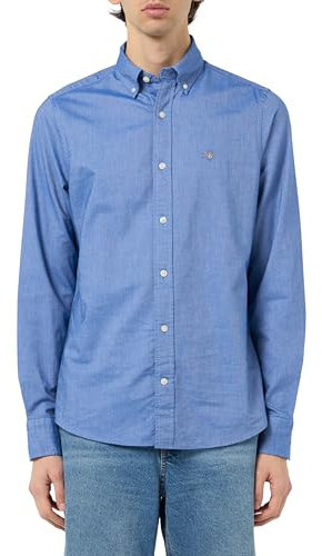 GANT Men's Slim Classic Oxford Shirt, Rich Blue, L