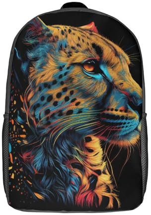 Gepard-Pop-Art-Tier 2 Kinderrucksäcke, personalisierte 3D-Schulranzen für Jungen und Mädchen, große Schultaschen, lässiger Tagesrucksack, 43,2 cm