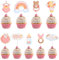 Yuanchu 36 Stück Babyparty Tortendeko Taufe Mädchen,Baby Girl Cupcake Topper Baby Shower Tortendeko Gender Reveal Party Torten Deko Rosa Muffin Deko(Mädchen)