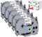 5x Hehua TZe-241 Ersatz für Brother P-touch Bänder Tze241 18mm x 8m Laminiert Schriftband Schwarz auf Weiß, Kompatibel mit PT-D450VP D400 E300VP E500VP PT-P900W PT-P950NW PTD600VP P750W PT-E560BTVP